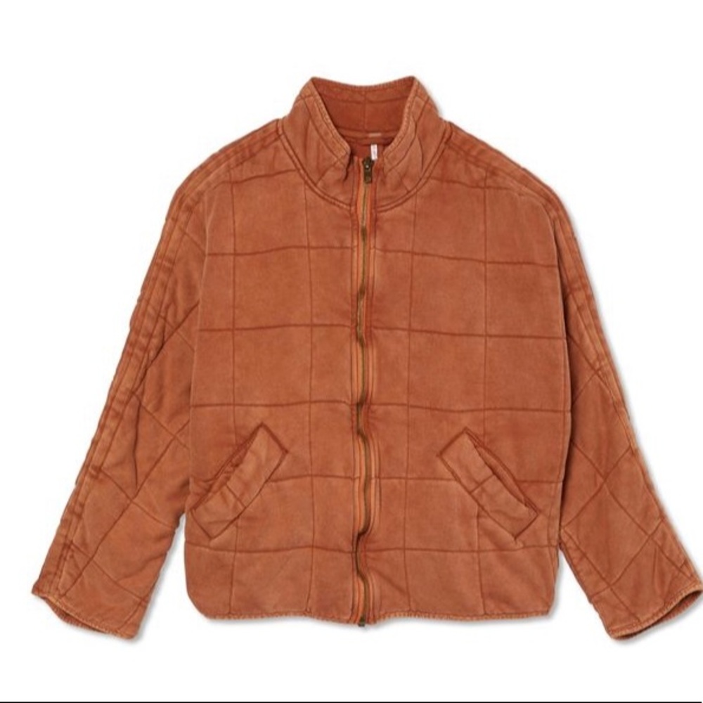 Free people dolman quilted jacket terra cotta xs